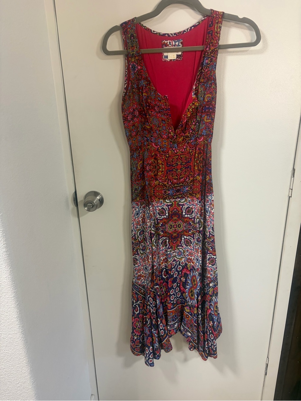 Anthropologie Red Multicolor Boho Maxi Dress